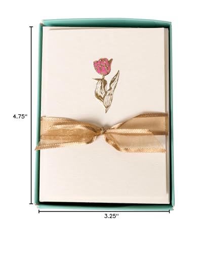 Image of Graphique Tulip Cards | Pack of 10 Cards with Envelopes | Blank Inside | All Occasion Greetings | La Petite Presse Collection | Embossing and Gold Foil Accents | Boxed Set | 3.25 inch x 4.75 inch