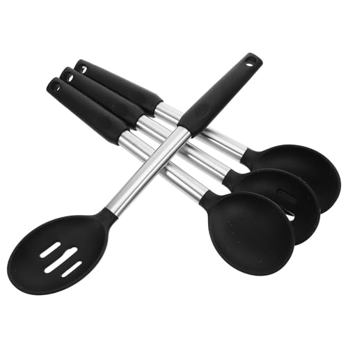 BESPORTBLE 4 Stück Silikon Kochlöffel Hitzebeständige Küchenhelfer zum Rühren Servieren und Abgießen Porenfreie Oberfläche Topfschonend