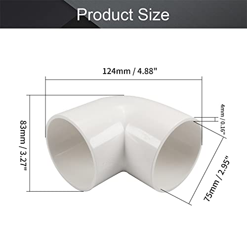 MroMax 1Pcs Pipe Fitting 75mm ID 90 Degree Elbow Water Tube Connector Support PVC Socket for Fix Hold Corresponding Pipes White - Image 2
