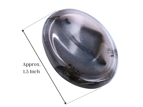 Image of Certified Dendrite Agate Crystal Thumb Worry Pebbles Stones for Anxiety Stress Relief Massage - AAA Grade Original Healing Gemstone Agate Rubbing Stone for Yoga Meditation Spiritual Reiki Feng Shui
