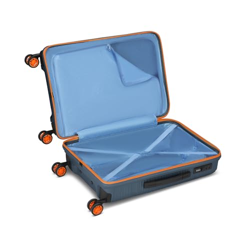 Image of Skybags Swirl Check-in Trolley Bag 65cm | Medium Hard Luggage | 8 Wheels Suitcase for Travel | 3-Digit Combination Lock with Anti-Theft Zipper | Polypropylene | 3 Years Warranty - Unisex (Blue)