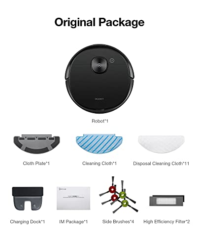ECOVACS DEEBOT OZMO T8 AIVI Vacuum Cleaner, Robotic Vacumm and Mop in One-Go, Precise Laser Mapping Smart AI Object Recognition, On-demand Live Video, Powerful Custom Clean, 180min Runtime, Black