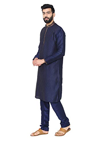 Image of Manyavar Men's Blended Kurta and Churidar Set