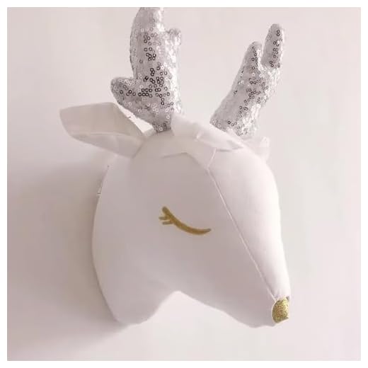 Blanc Tête de Cerf Deer Décoration Chambre Bébé Murale d'enfant Fille Garçon Suspendu Deco Trophée Tête d Animaux Mural Cadeaux Anniversaire Déco Noël