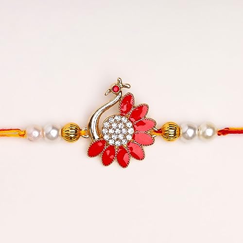 Enamel Peacock Rakhi with Pooja Thali - Pack of 1
