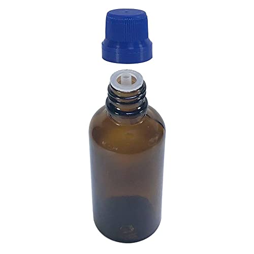 Frasco de Vidro 50ml com Batoque Gotejador (20 Pecas) Cor:Azul Escuro