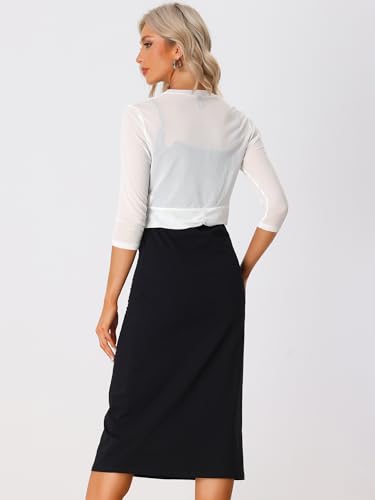 Image of Allegra K Bolero Shrug for Women's Elegant 3 /4 Sleeve Mesh Sheer Cardigan Formal Jacket for Evening Dresses