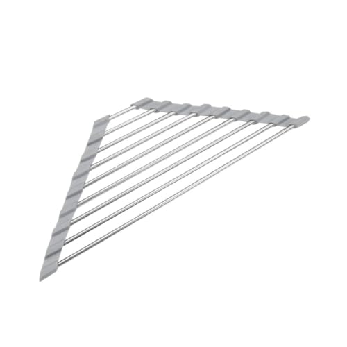 EXCEART 折りたたみ式ステンレス三角コーナー水切りラック 滑らかな無バリ設計で安定性 キッチン用食器 スポンジ収納に 通気性良好で