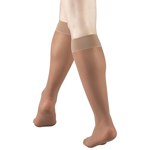 Image of Truform Sheer Compression Stockings, 8-15 mmHg, Women's Knee High Length, 20 Denier