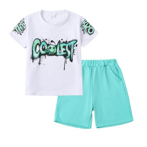 Image of Yoxindax Boys Clothes 2-Piece Casual Street Style Turn-Down Collar Half Zip Kids 4-12 Years Teen Boys Summer Outfits