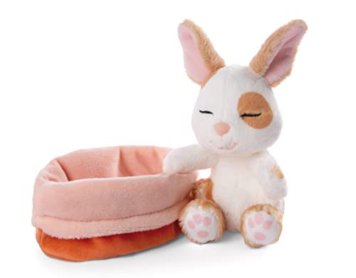 NICI Soft Toy Sleeping Pets Bunny caramel dotted in peach basket 12cm, 12 cm - Image 3