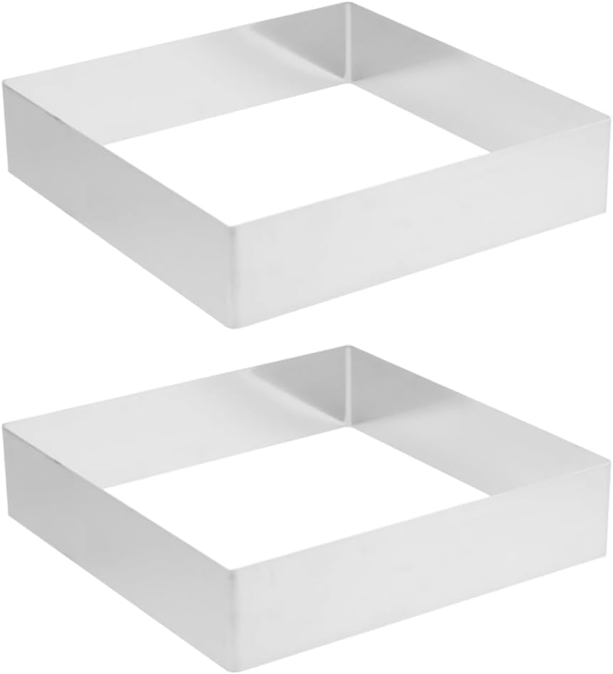 PRETYZOOM Square Cake Ring Mold 8.66 Inch Stainless Steel Baking Ring for Mousse Cakes Pastry Mold Dessert for Home Parties and Birthday Celebrations