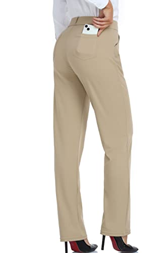 Oalka Women's Dress Pants Straight Leg Yoga Work Stretchy Pant for Office Business - Image 3