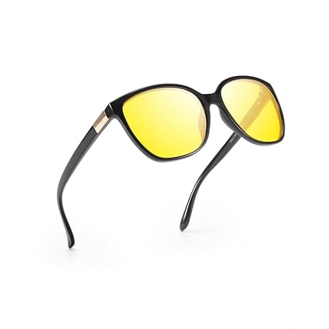 SODQW Night Vision Glasses for Women Men, Trendy Polarized Anti Glare Square Night Driving Yellow Glasses Cover
