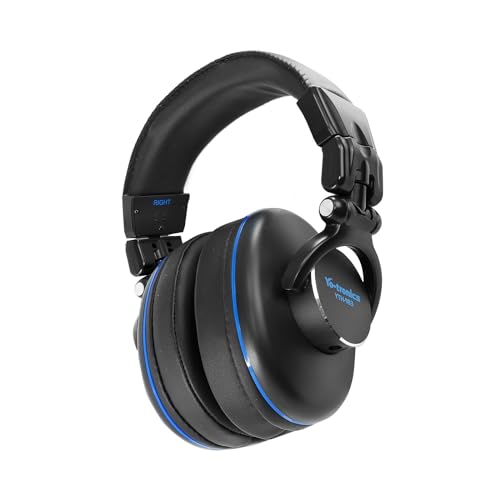 Image of Professional Over-Ear DJ Headphones Wired, Closed-Back, 90 Rotating Joints, 3.5mm Jack and 6.3mm Adapter for Recording Music Production, Studio Monitoring, Mixing, DJ Monitoring, Black