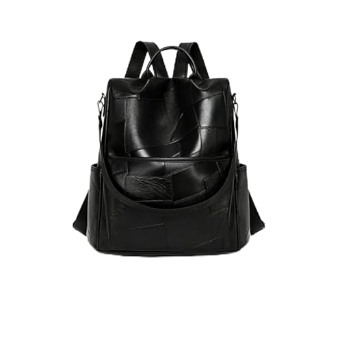 Mochila Feminina de Couro com Estilo Coreano, Impermeável e Anti-Furto, Ideal para Trabalho, Viagens, Uso Diário e Passeios Urbanos(Preto)