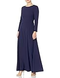 Long Sleeve Crew Neck Button Sleeve Details V-Back Gown