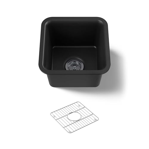 Kohler 8223-CM1 15" x 15" x 9-1/2", Matte Black Carin Neoroc Under-Mount bar Sink