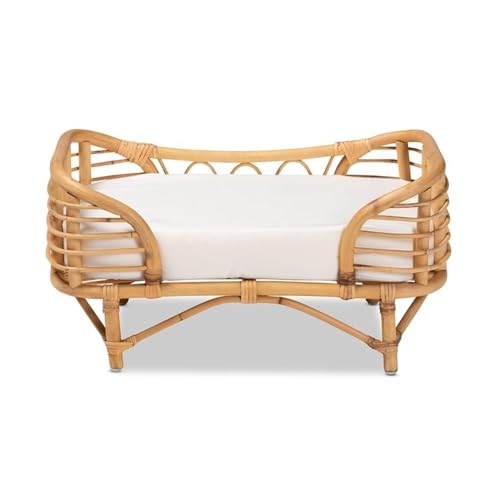Baxton Studio Malino Modern Bohemian Natural Brown Rattan Pet Bed with Cushion by Baxton Studio - Used condition - Image 9