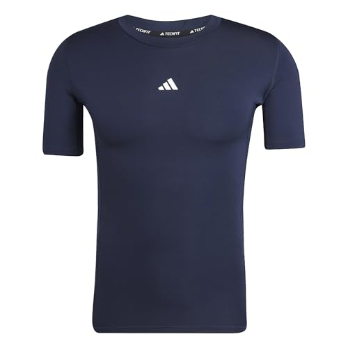 T-shirt adidas Homme Techfit Compression bleu Legend Ink en taille S pour le sport