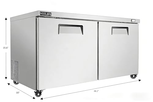 Image of 48 inch W Commercial Undercounter Freezer, 13.1 Cu.ft, 2 Doors