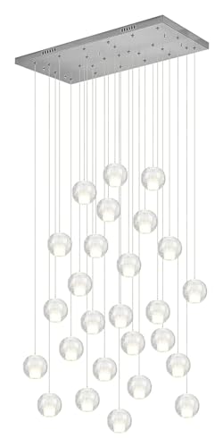 GONGKAI Lámpara de Techo de Cristal de Lujo, lámparas Colgantes de Techo Alto, Bola de Cristal con Semillas, Montaje Empotrado, lámpara Colgante Larga de Lujo para vestíbulo, Entrada, esca
