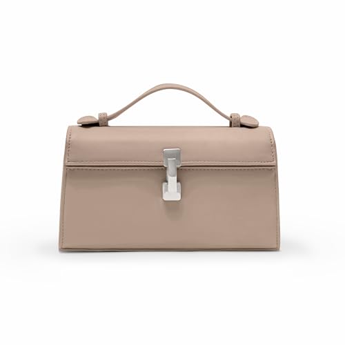 Image of Clutch Purses for Women - Nude Clutch - Small Evening Bag - Trendy Top Handle Purse - Adjustable Crossbody Handbag PU Leather - Beige