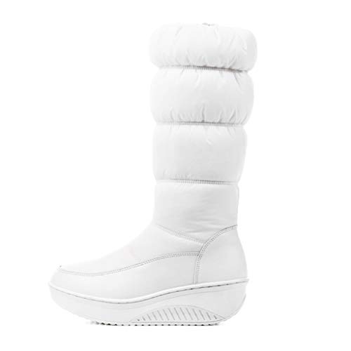 MIOKE Women's Winter Waterproof Rain Snow Boots Mid Calf Fur Lined Zipper Platform Cold Weather Snow Boot4
