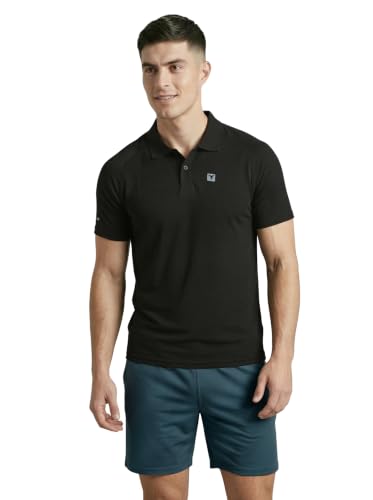 Image of TECHNOSPORT Men's Slim Fit Half Sleeve Polo T-Shirt with Collar, Double Cool Quick Dry Moisture Wicking Polo Tee for Gym Sports Golf and Casual Wear