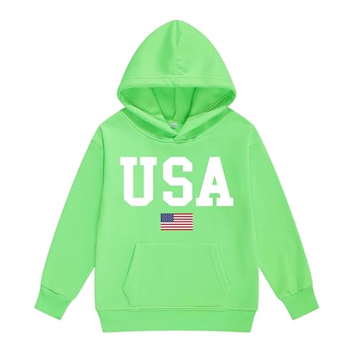 Image of Vivimeng Boys USA Sweatshirt Suit Kid USA Hoodie Set American Flag Sweater Girls American Hooded Pullover Suit