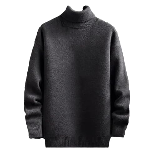 Men's Winter Turtleneck Sweater Solid Color Warm Knitted Sweater Casual Pullovers