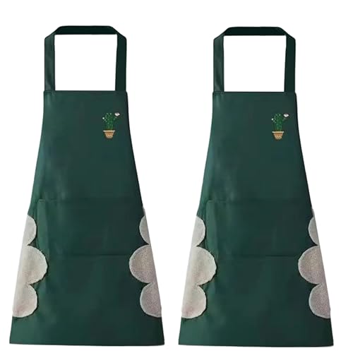 Image of Kraptick Kitchen Apron - Comfortable Cooking Waterproof Apron for Men and Women With Pocket and Side Coral Velvet for Wiping