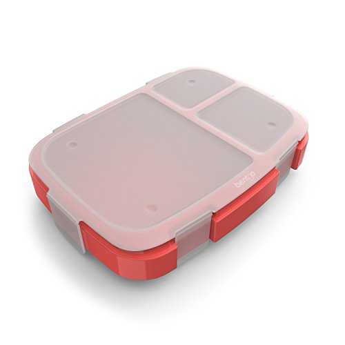 Bentgo Fresh Tray (Red) with Transparent Cover - Reusable, BPA-Free, 4-Compartment Meal Prep Container with Built-In Portion Control for Healthy At-Home Meals and On-the-Go Lunches