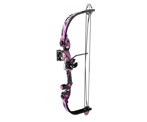Barnett Tomcat Youth Compound Bow, Right-Handed Bow for Young Archers 8+, 17-22lb Draw Weight, 18-22in Draw Length, with 3 Pin Fiber Optic Sight, 2 Arrows, Attached Quiver, Purple