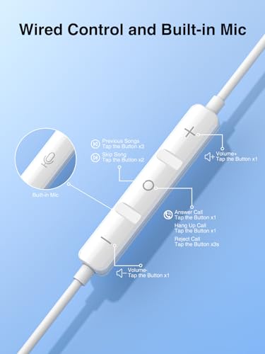 3.5mm Jack Headphones Wired for Samsung Galaxy A15/A14/A32, in-Ear Earphones Wired with Mic Noise Isolation, Corded Ear Buds for 3.5mm Jack for Phones, Laptops, Tablets, MP3/MP4