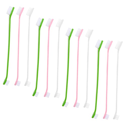 Sosoport 12pcs Dog Toothbrushes Dual-Head Pet Brush Large Small Brush Heads for Dogs Puppies