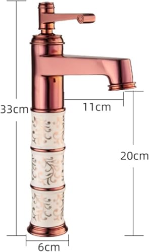 Image of BACKLINE 12 Inch Basin Mixer Tap for Wash Basin - Rose Gold Hot and Cold Water Faucet, Single Hole Pillar Tap for Bathroom Vanity & Living Room, Durable Brass Body, Rust Proof