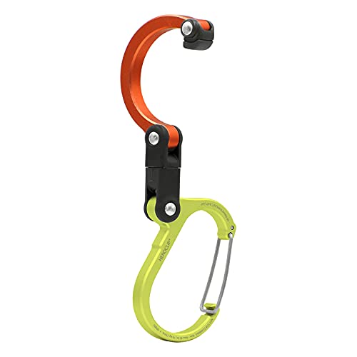 HEROCLIP Carabiner Clip and Hook (Mini) for Travel, Luggage, and Small Bags, Fireball