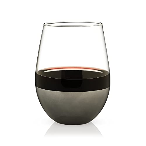 Viski Dipped Cocktail Tumblers Set of 2 19oz (561ml) Stemless Wine, Glass, Polished Finish, Gunmetal Black - Image 3