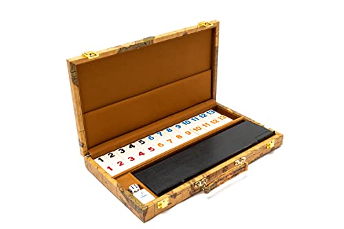 United Nations of New York, Deluxe Rummy Set with Large Engraved Numbers in a Vintage Style Map Case