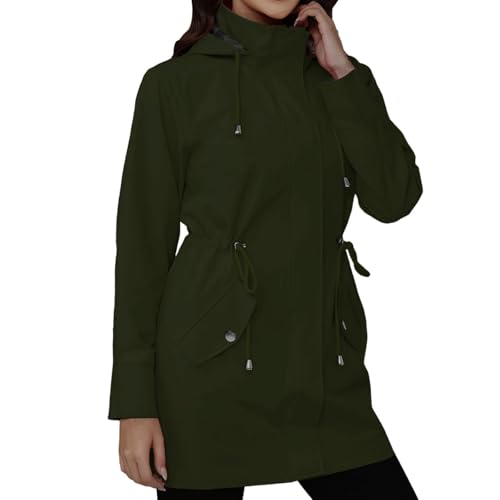 MJGkhiy Veste Imperméable Femme Coupe Vent Longue Vestes Léger Veste Vent Pluie À Capuche Grande Taille Randonnée Trench Imperméable Sport Camping Softshell Course Veste Voyage, vert, M