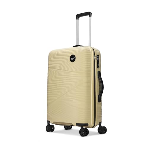 Image of Skybags Swirl Check-in Trolley Bag 65cm | Medium Hard Luggage | 8 Wheels Suitcase for Travel | 3-Digit Combination Lock with Anti-Theft Zipper | Polypropylene | 3 Years Warranty - Unisex (Beige)