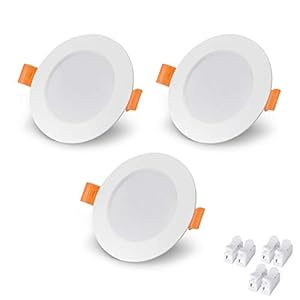 VTERLY LED Spot Encastrable, 3 Pièces 6W Encastré Lampe Plafonnier Plat Rond, 430LM, 3000K Blanc Chaud, Pas Dimmable, AC 220-240V, Spot de Plafond Angle 120°, pour Salle de Bain, Salon