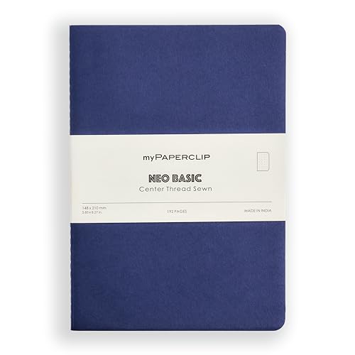 Image of myPAPERCLIP NeoBasic A5 Dot Grid Notebook | 80 GSM, 192 Pages | 250 GSM Soft Card Cover | A5 (5.83 inch x 8.27 inch) | Dotted Bullet Journal | Blue