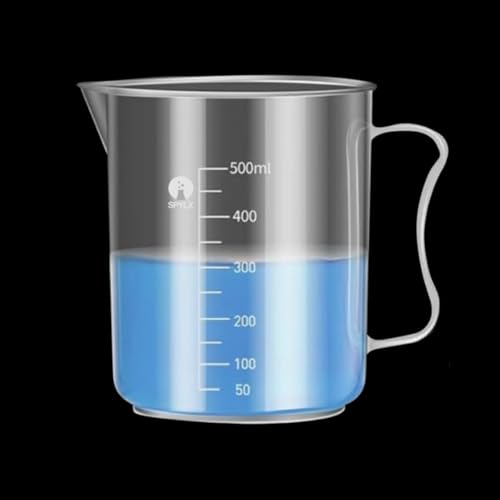 Image of Measuring Jugs, Plastic Food Grade Liquid Measuring Cups Molded Graduations - Chemical Resistant, Autoclavable - Handle for Convenient Lifting (1, 500ml)
