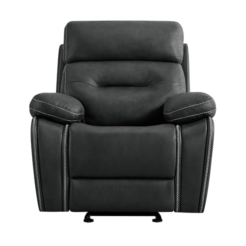 KISLOT Leather Recliner Chair Manual Sofa Rocker for Adults with Overstuffed Arm for Living Room Bedroom Home Theater Seating