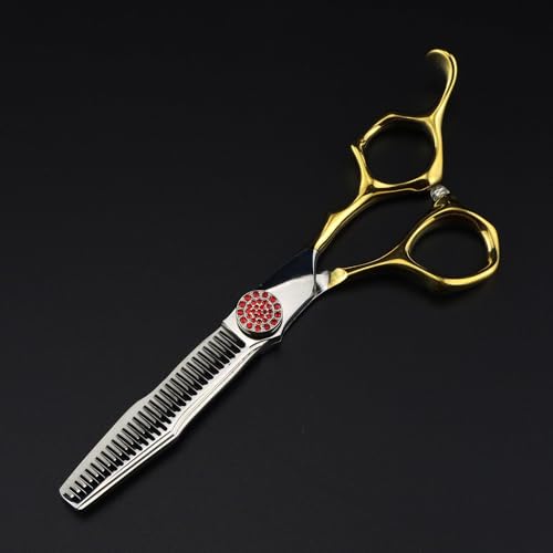 Tijeras para Cortar el Cabello, Tijeras Profesionales de 6 Pulgadas Jp440C de Acero con Gemas Rojas y Doradas, Tijeras para Cortar el Cabello, Tijeras para Cortar el Cabello de barbero, Tijeras p
