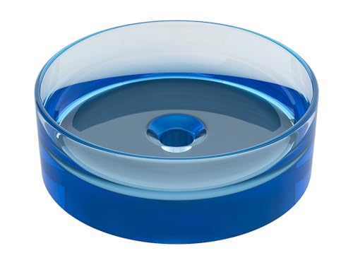 Vente-unique - Vasque à poser ronde translucide en résine - 40 cm - Bleu - SPAVO