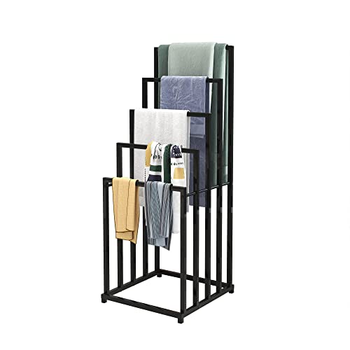 JELUTE Toalheiro independente organizador para toalhas de banho e casa de banho, acessórios de casa de banho (5 animais, preto)