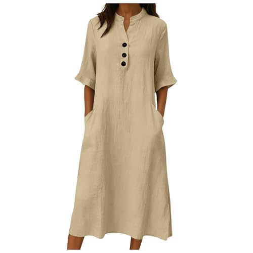 Robe ete femme chic et elegant en lin contre la chaleur de l'été